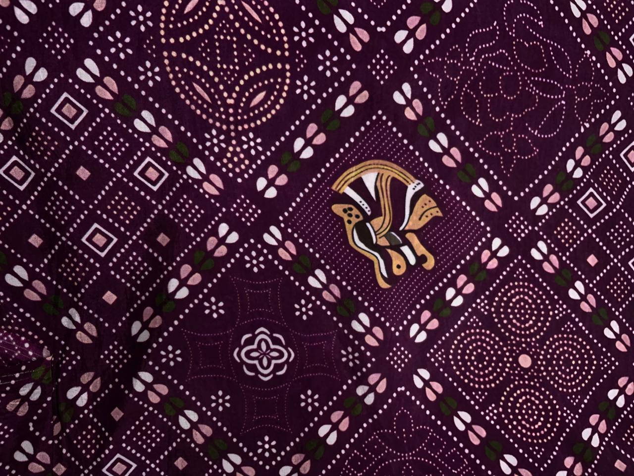 Purple Geometric Habutai Silk Print 44 Kapdashop