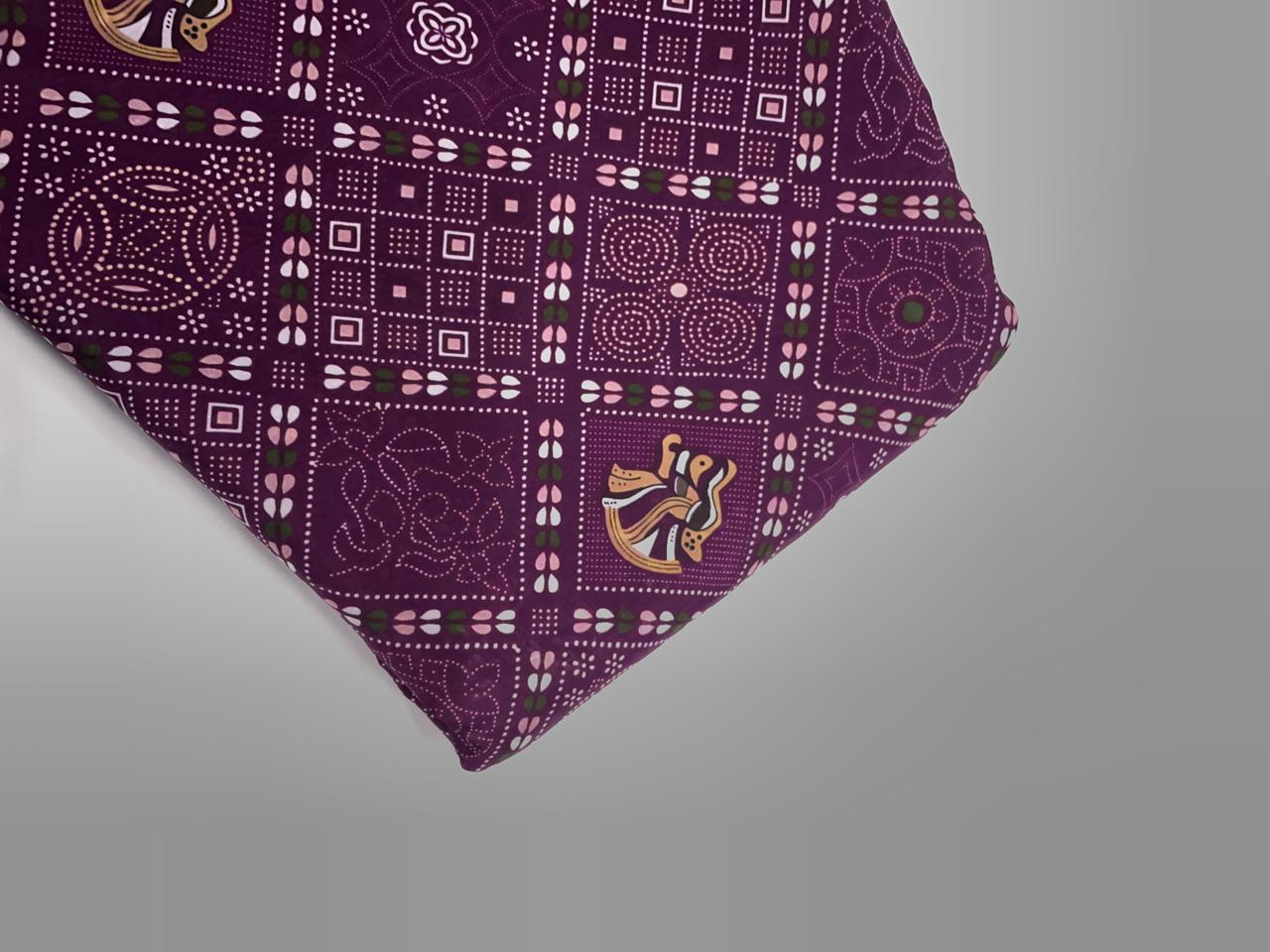 Purple Geometric Habutai Silk Print 44 Kapdashop