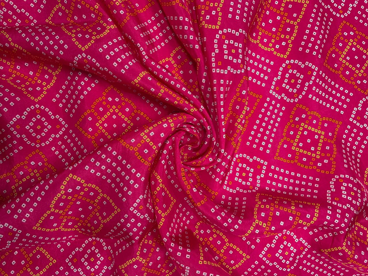 Magenta Geometric Habutai Silk Print 44 Kapdashop