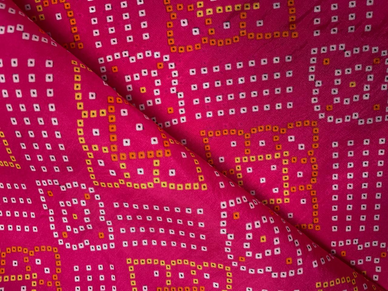 Magenta Geometric Habutai Silk Print 44 Kapdashop