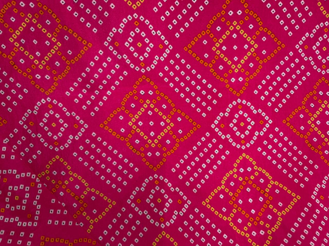 Magenta Geometric Habutai Silk Print 44 Kapdashop