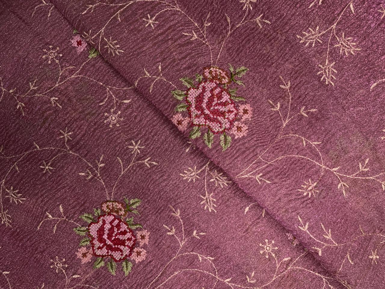 Light Pink Floral Crush Tissue Embroidery 44 Kapdashop