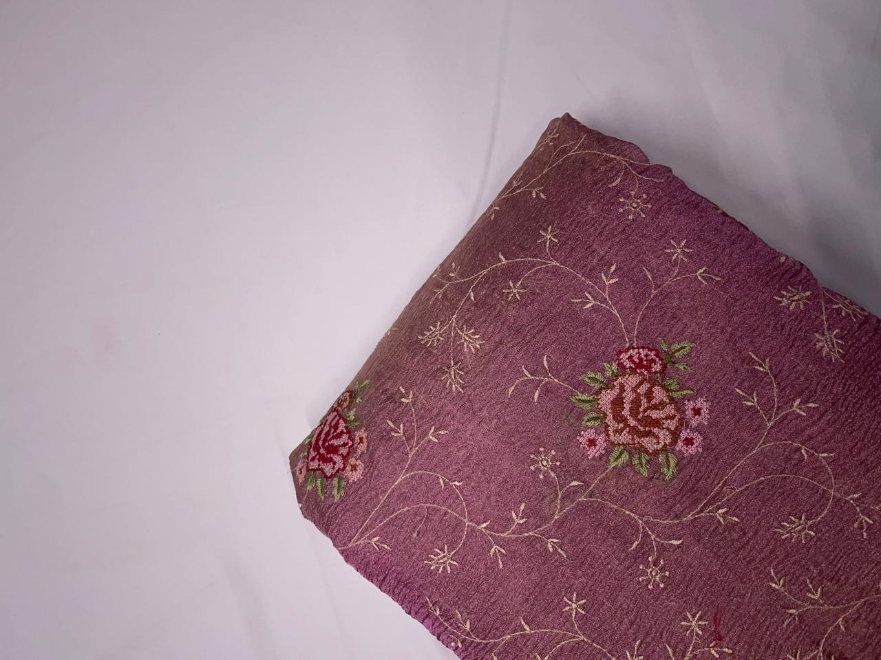 Light Pink Floral Crush Tissue Embroidery Fabric KTEX