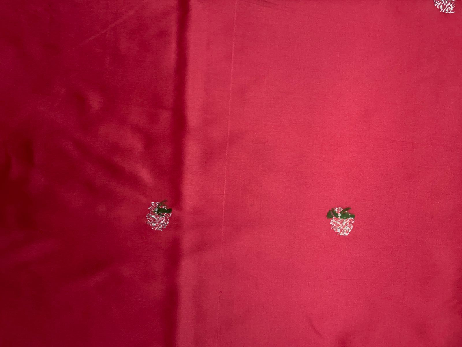 Red Floral Buti Embroidery Taffeta Silk Fabric KTEX