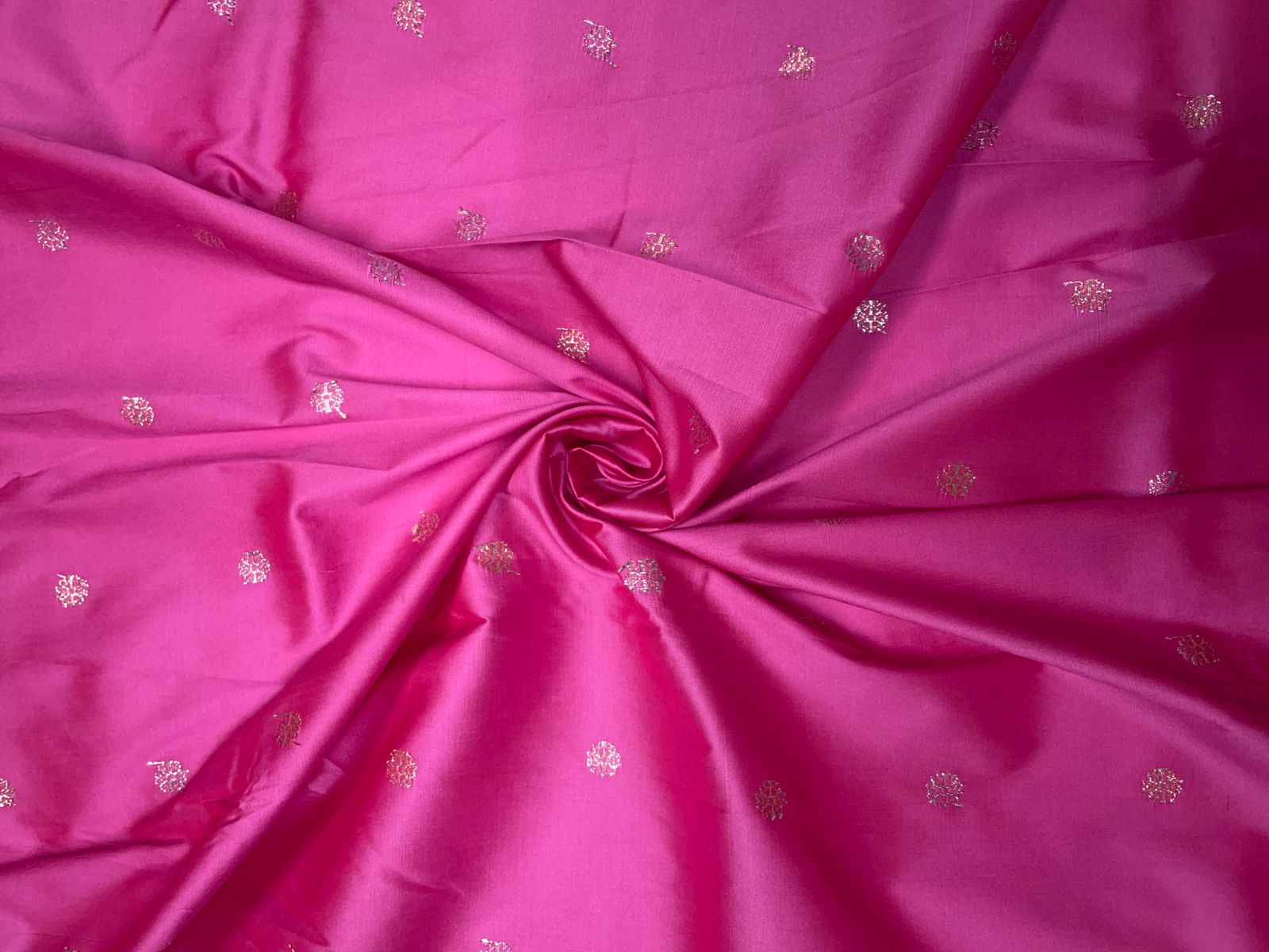 Pink Floral Buti Embroidery Taffeta Silk Fabric KTEX