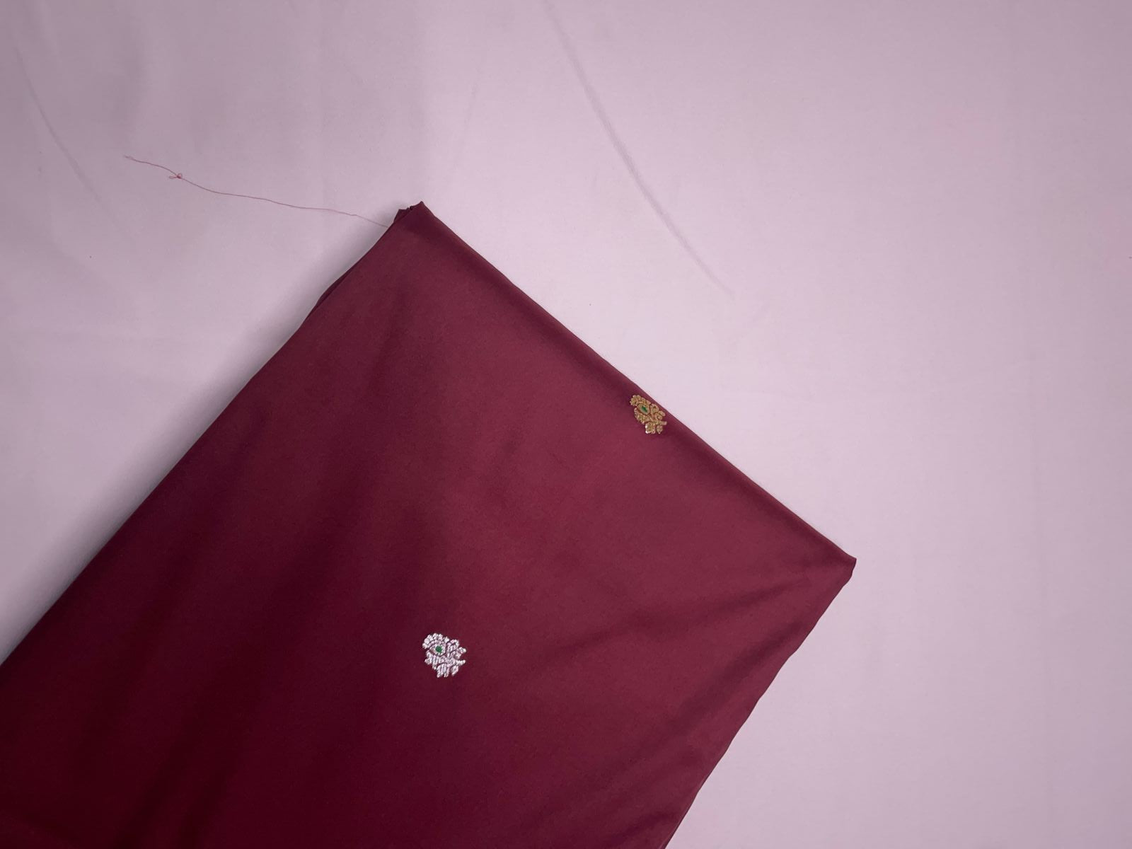 Wine Floral Tafta Boti Embroidery 44 Kapdashop