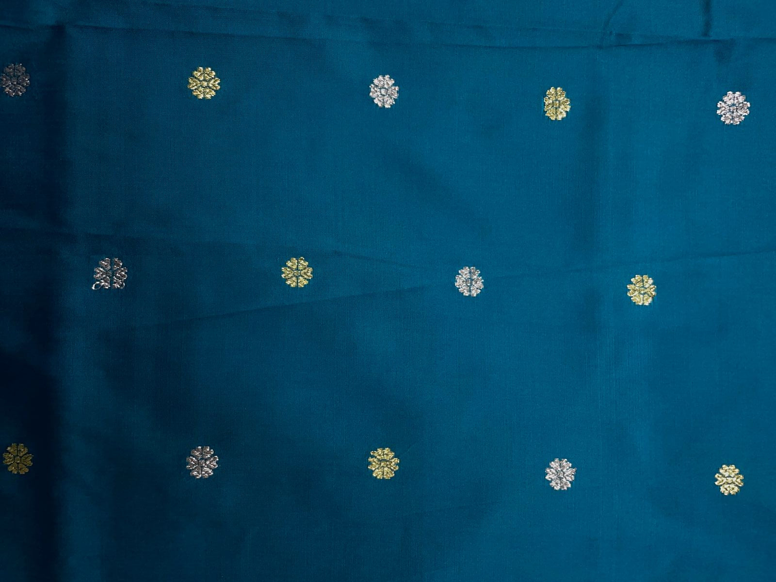 Teal Blue Floral Tafta Boti Embroidery 44 Kapdashop