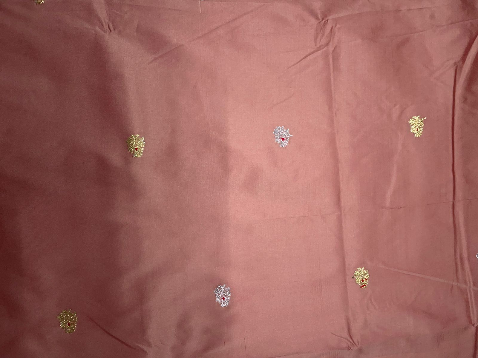 Peach Floral Tafta Boti Embroidery 44 Kapdashop