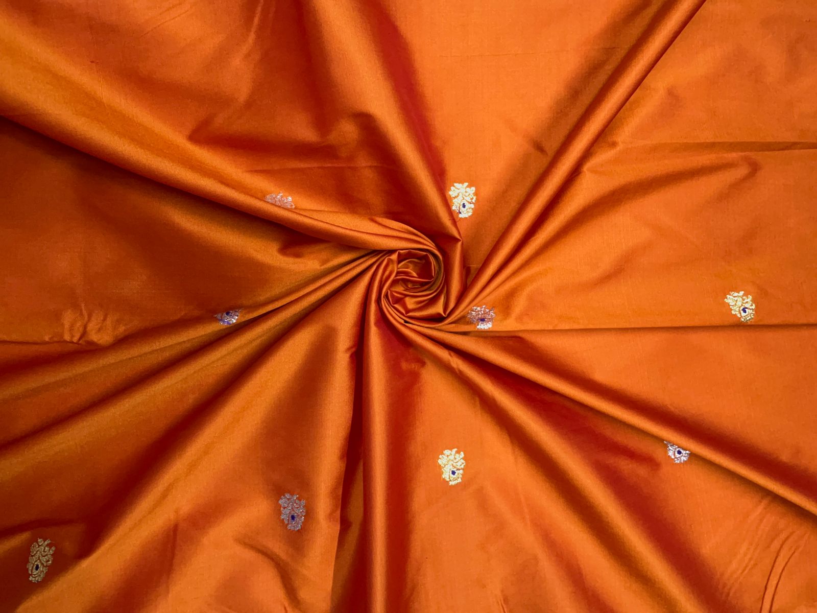 Orange Floral Tafta Boti Embroidery 44 Kapdashop