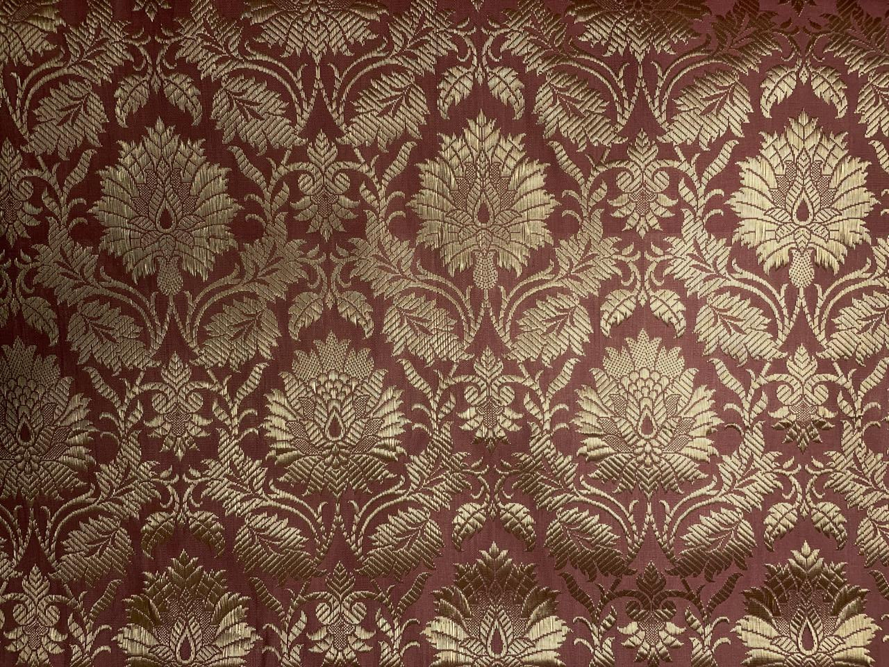 Peach Floral Semi Brocade Kapdashop