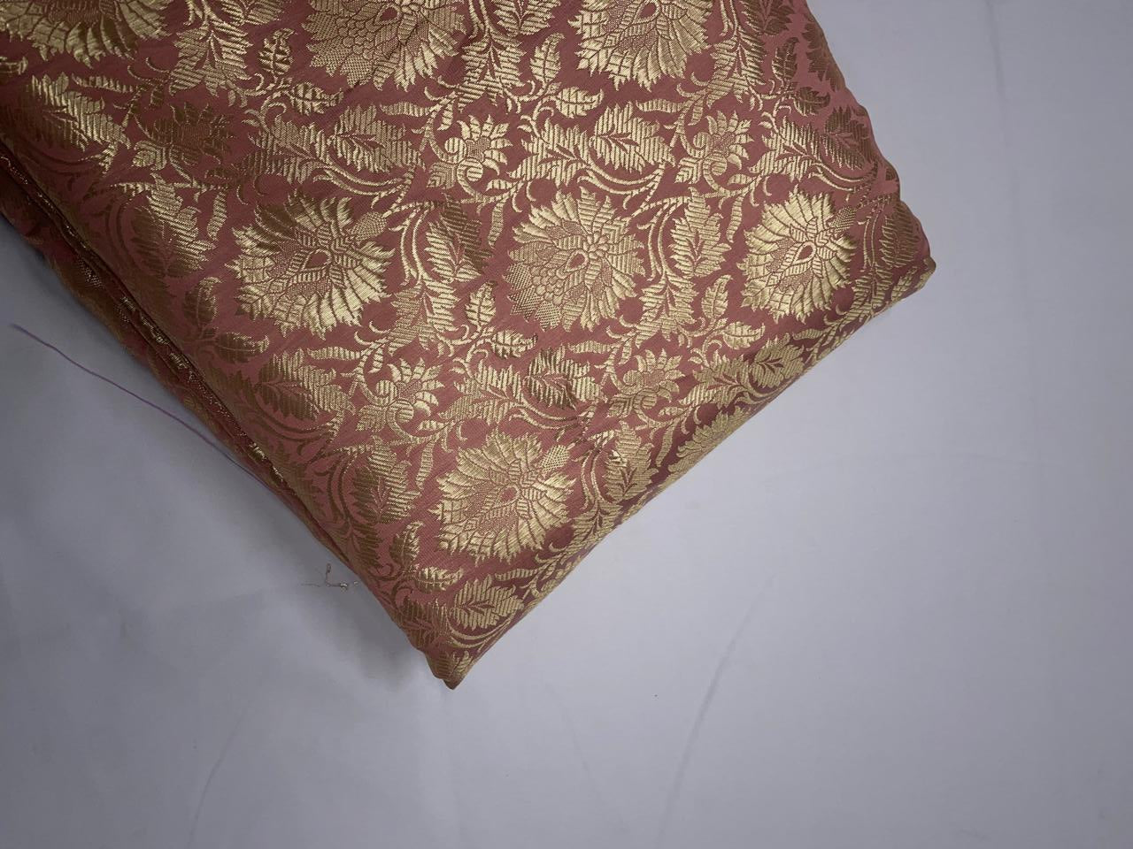 Peach Floral Semi Brocade Kapdashop