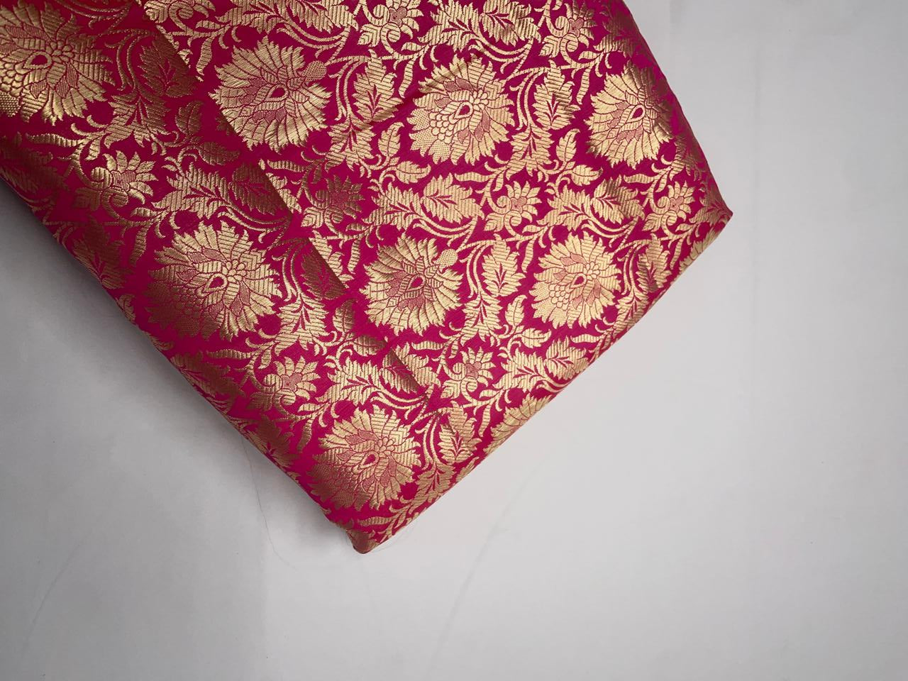 Magenta Floral Semi Brocade Kapdashop