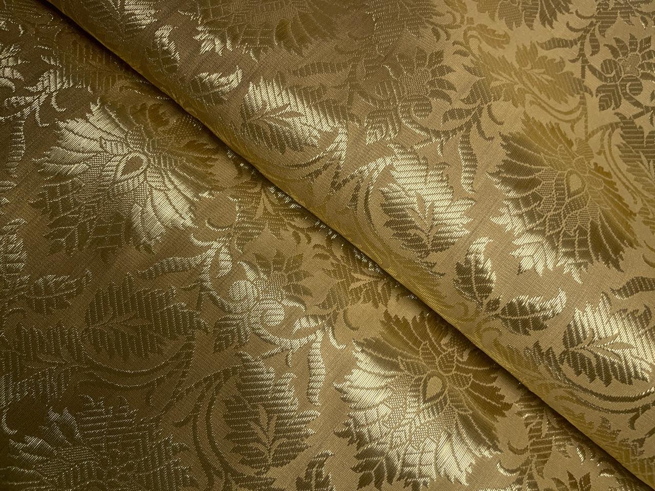 Light Golden Floral Semi Brocade Kapdashop