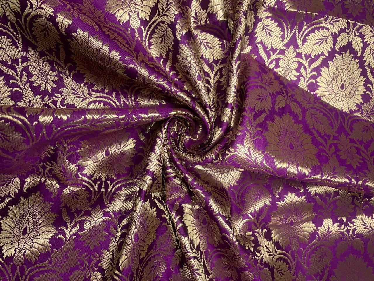 Royal Purple Floral Semi Brocade Kapdashop