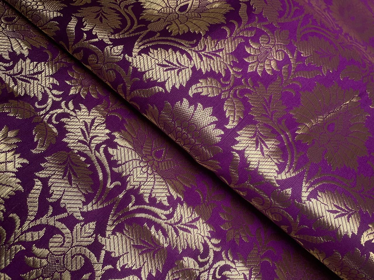 Royal Purple Floral Semi Brocade Kapdashop