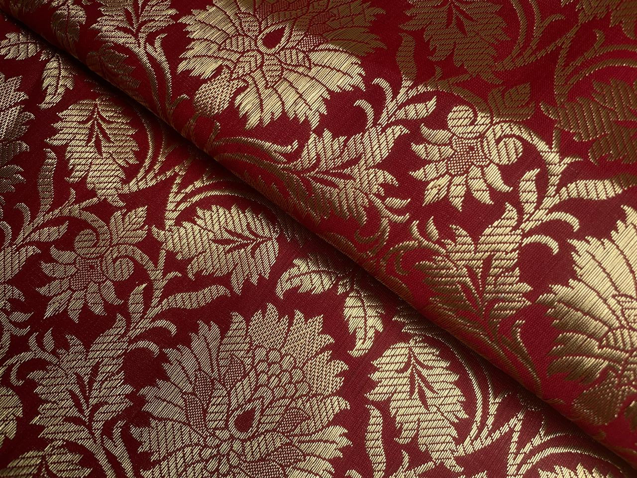 Red Floral Semi Brocade Kapdashop