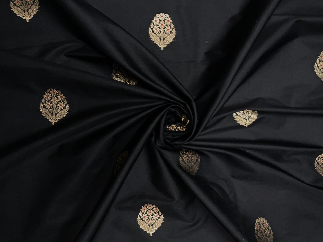 Black Floral Silk Boti Embroidery 44 Kapdashop