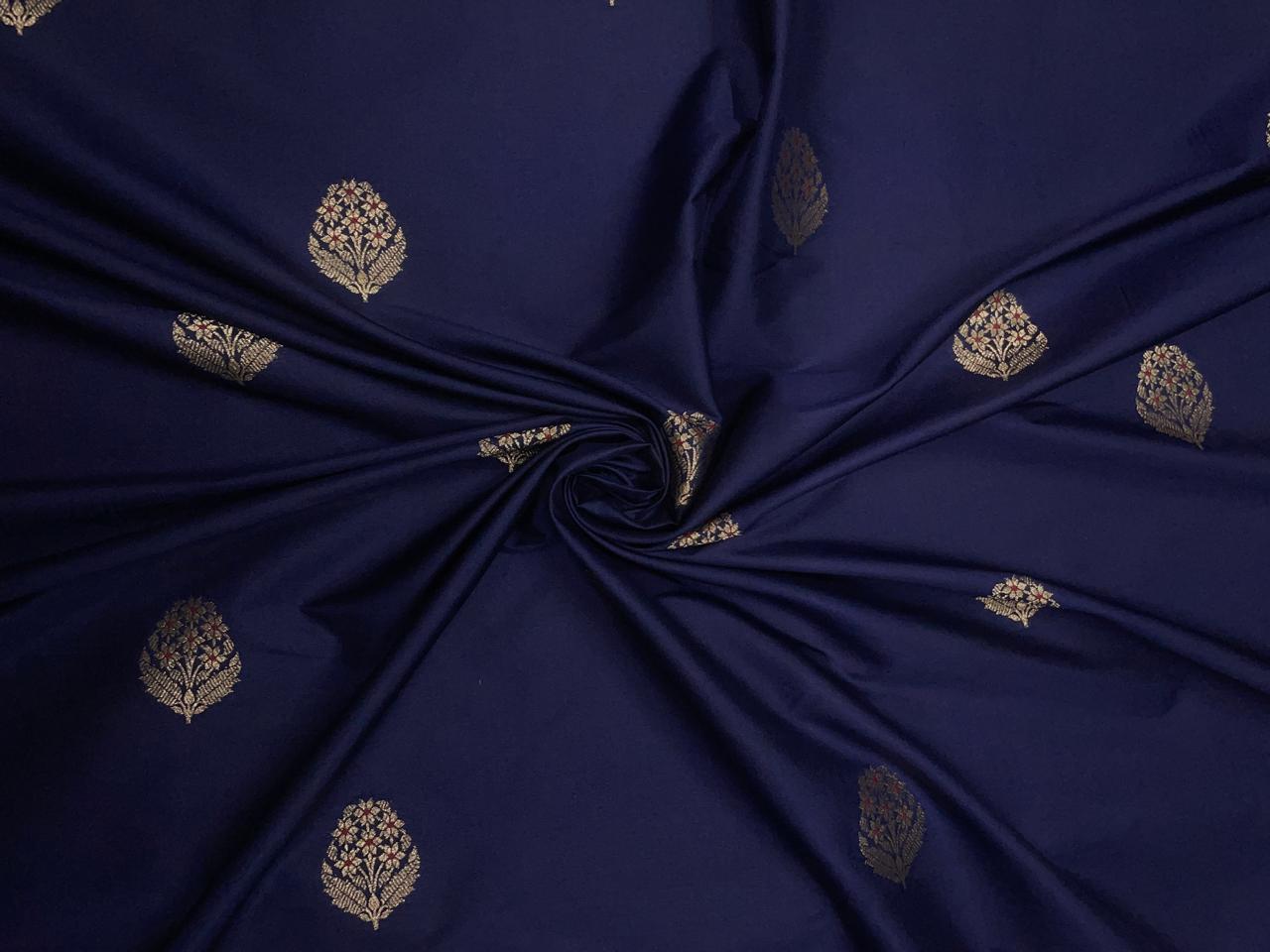 Navy Blue Floral Silk Boti Embroidery 44 Kapdashop