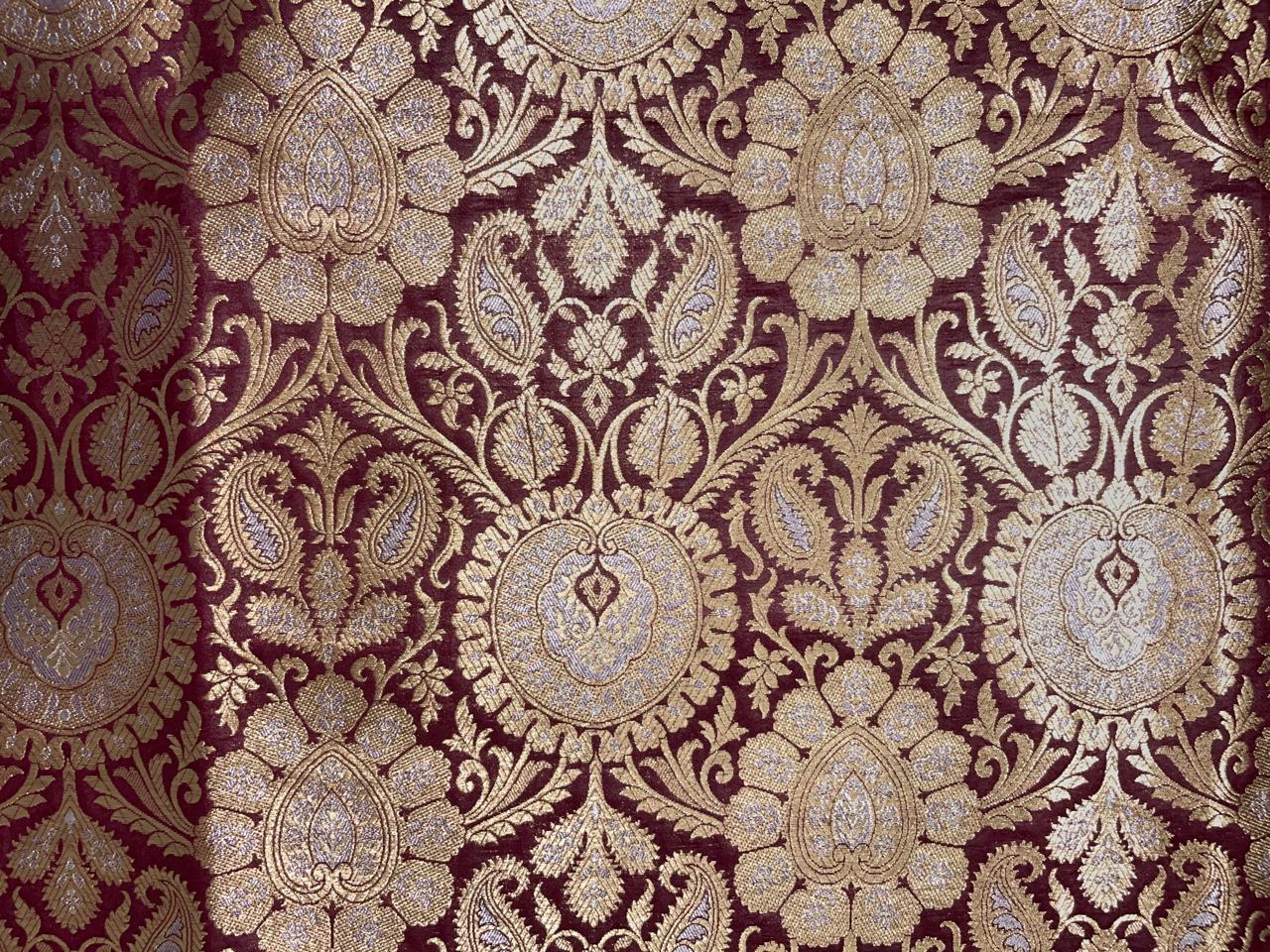 Purple Floral Semi Brocade Fabric KTEX