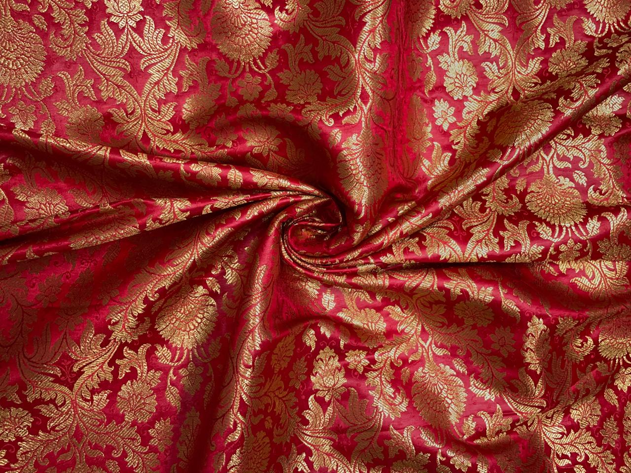 Red Floral Semi Brocade Kapdashop
