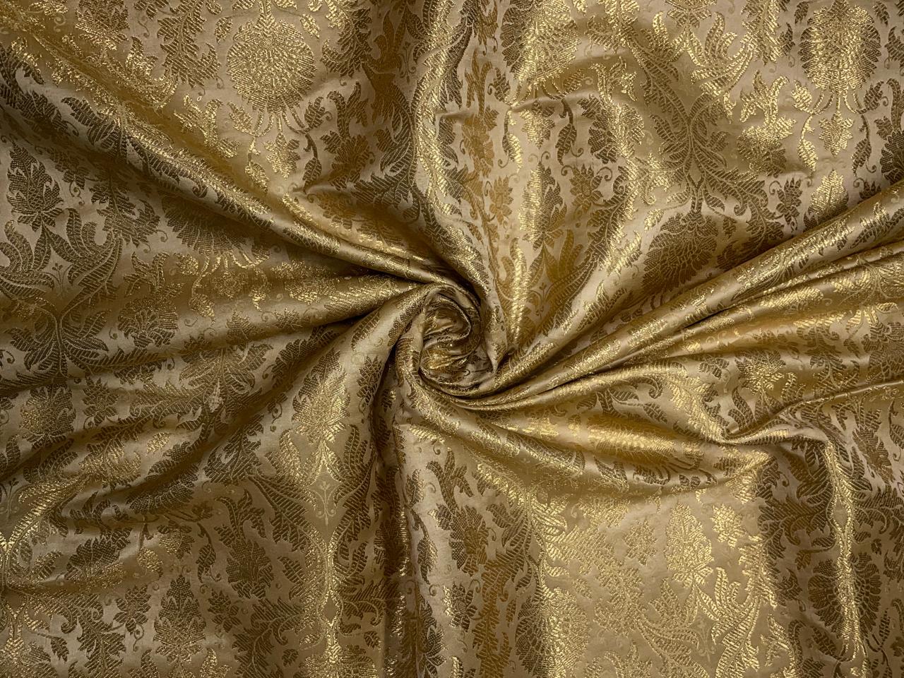 Golden Floral Semi Brocade1 Kapdashop