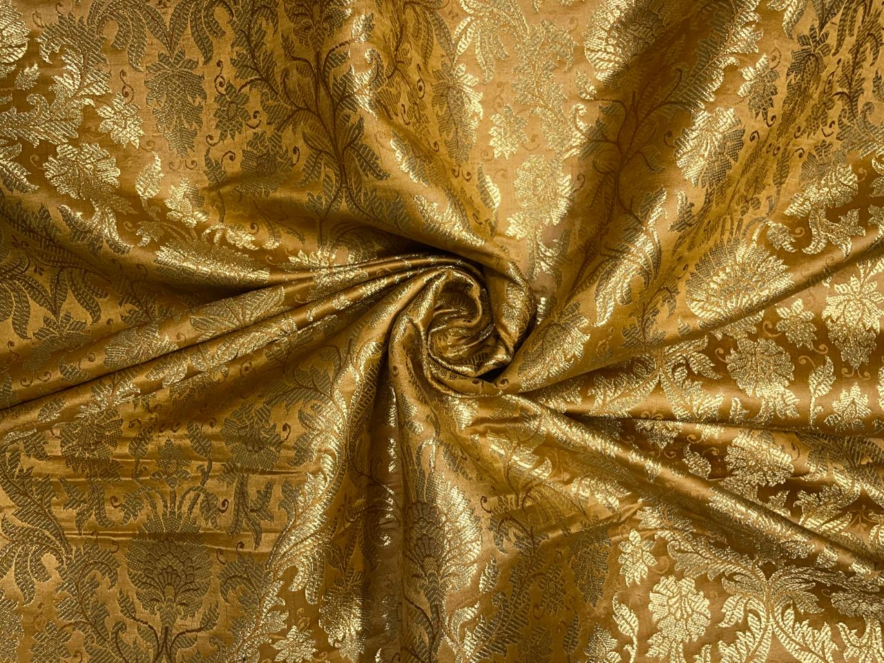 Mustard Floral Semi Brocade Kapdashop