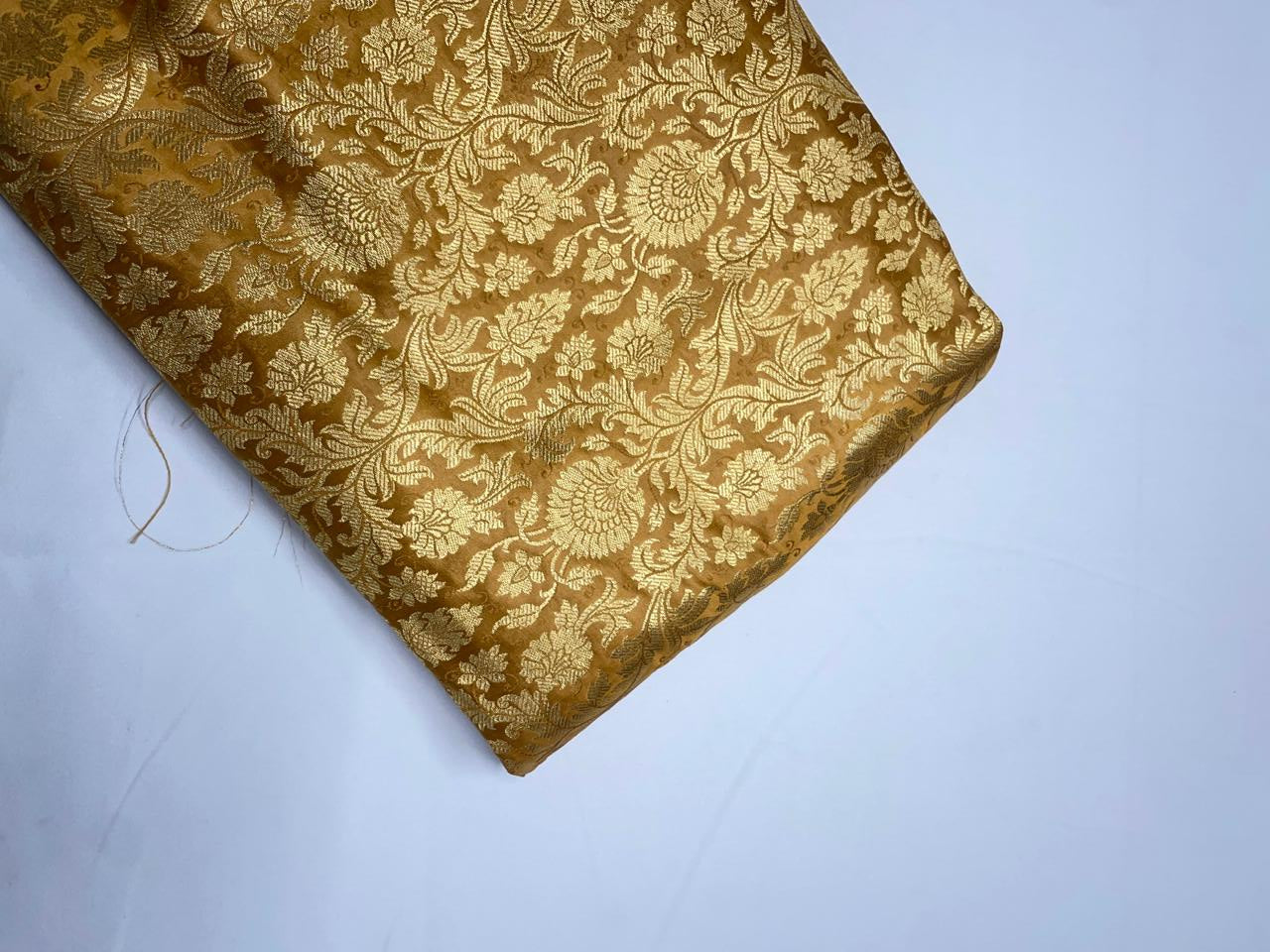 Mustard Floral Semi Brocade Fabric KTEX