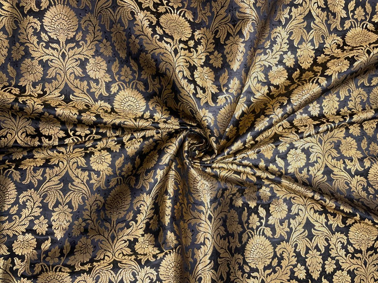 Black Floral Semi Brocade1 Kapdashop