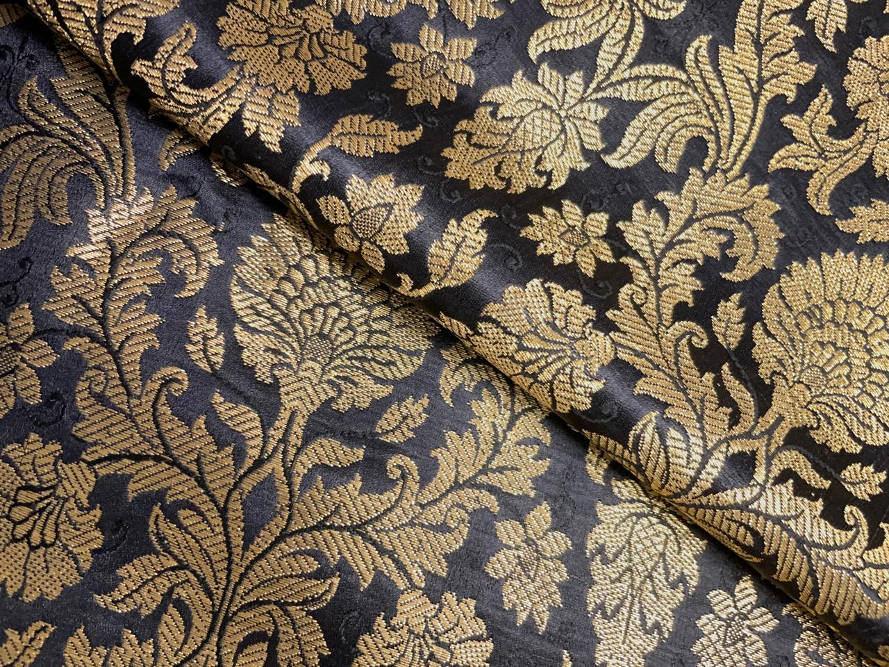 Black Floral Semi Brocade1 Kapdashop