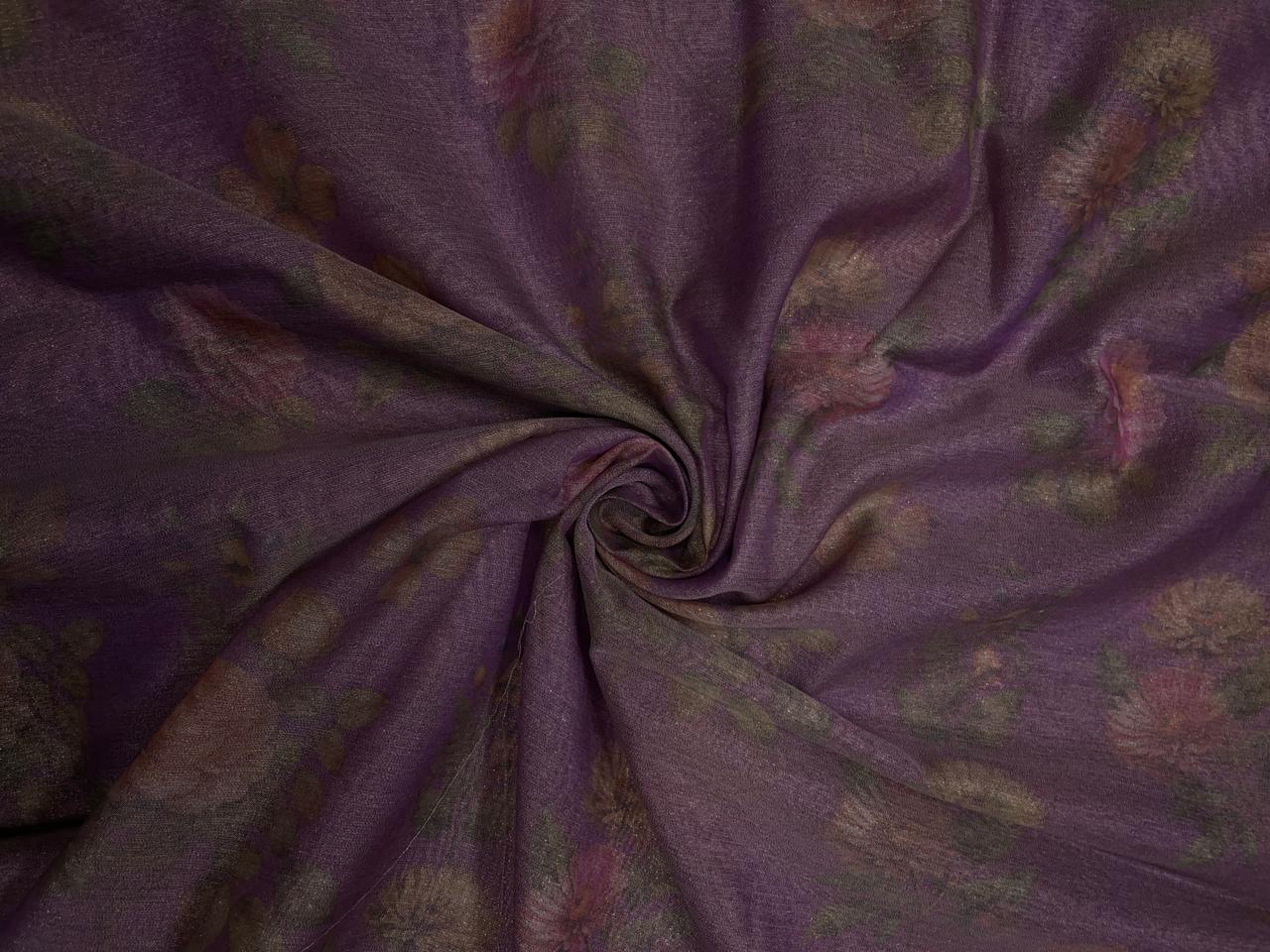 Purple Floral Embroidered Tissue Fabric Kapdashop