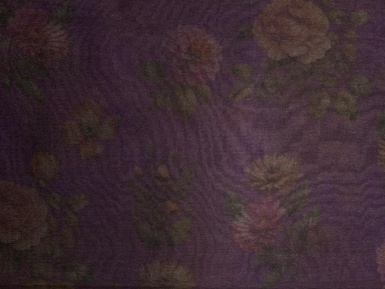 Purple Floral Embroidered Tissue Fabric Kapdashop