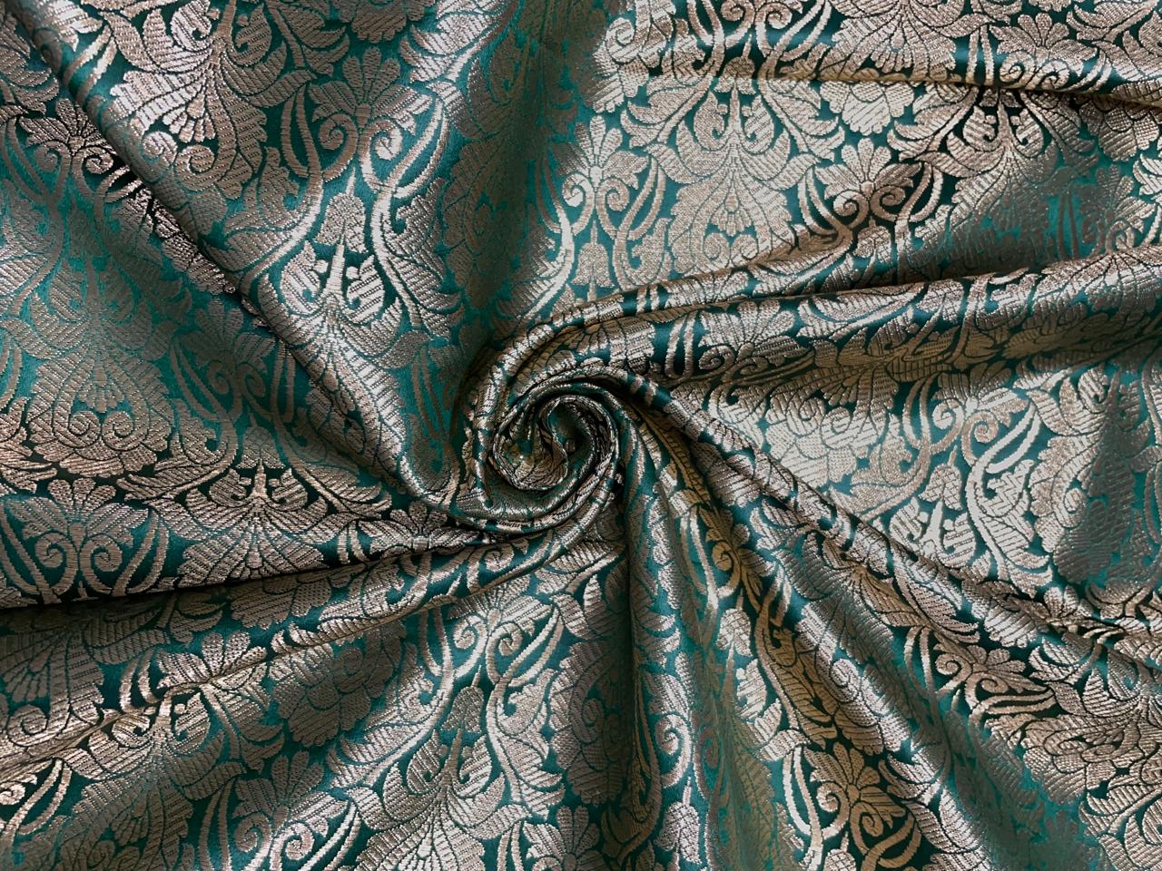 Green Floral Semi Brocade 2 Kapdashop