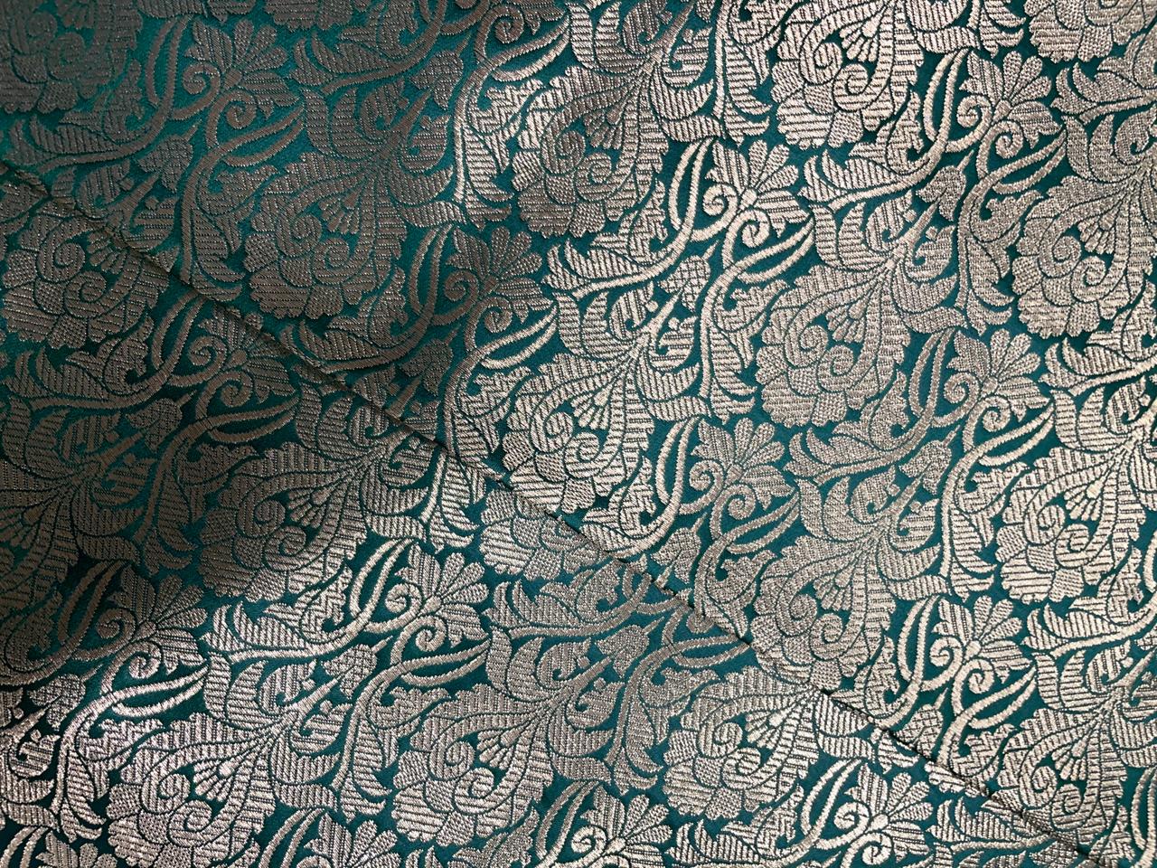 Green Floral Banarasi Semi Brocade Fabric KTEX
