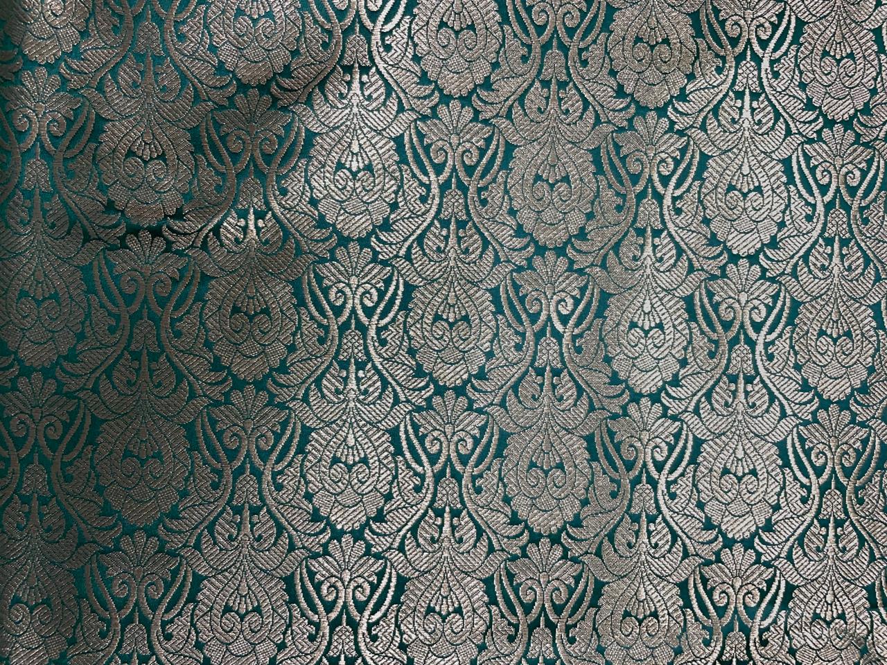 Green Floral Semi Brocade 2 Kapdashop