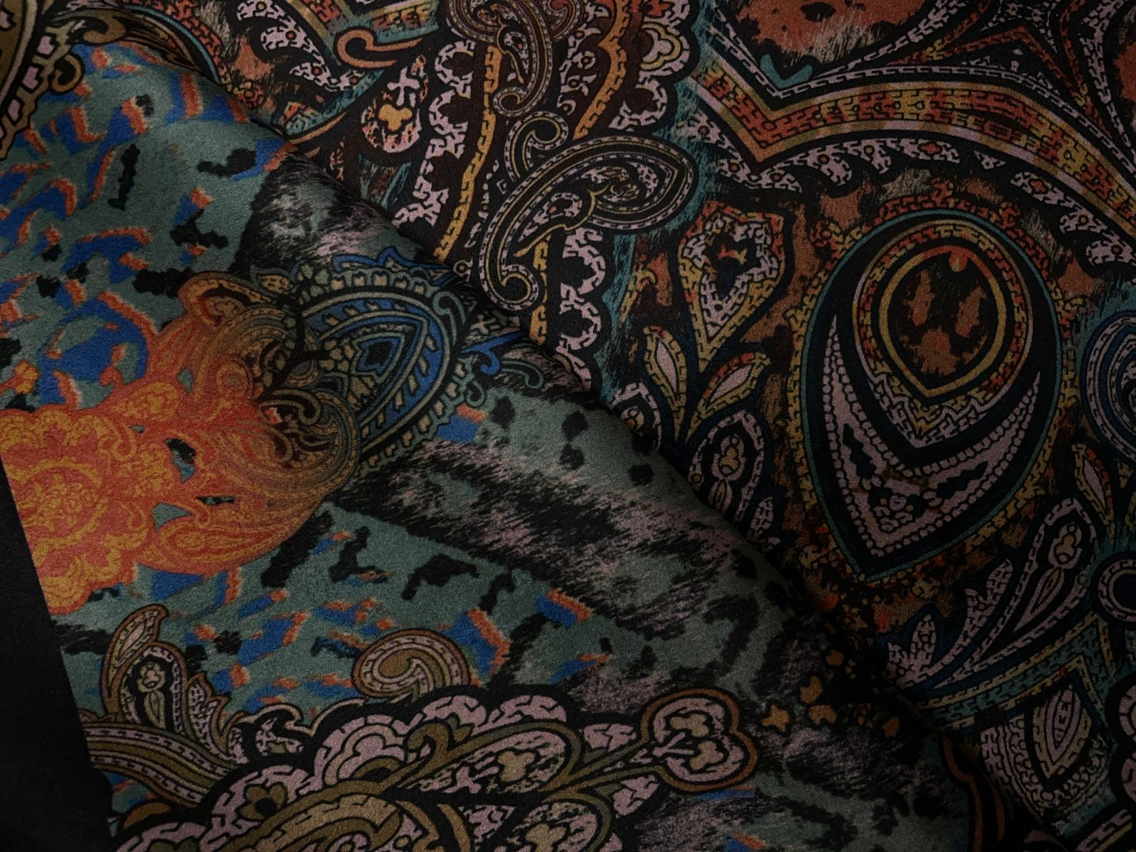 Brown Multicolor Abstract Suede Fabric KTEX