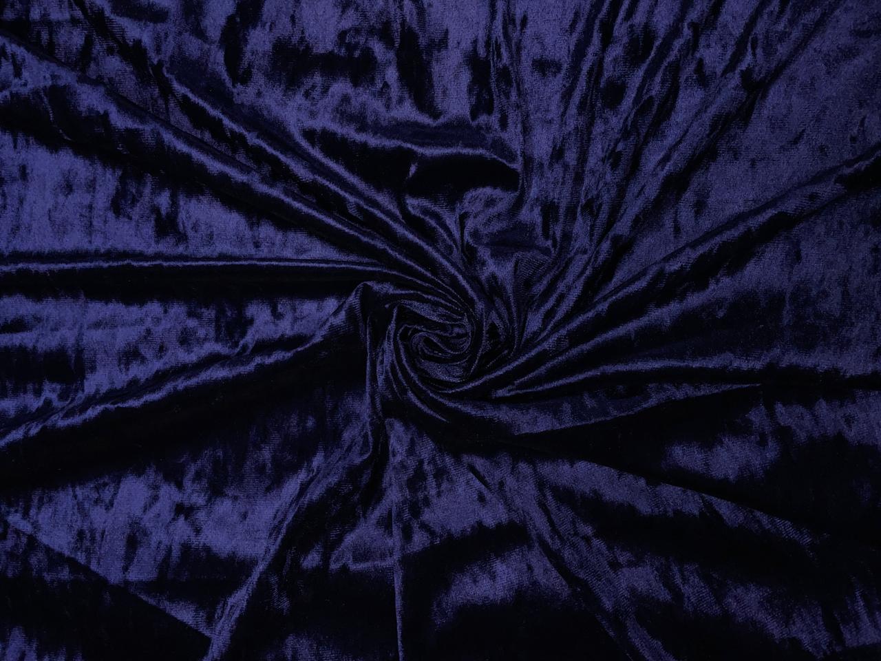 Navy Blue Imported Ice Velvet Lycra Fabric KTEX