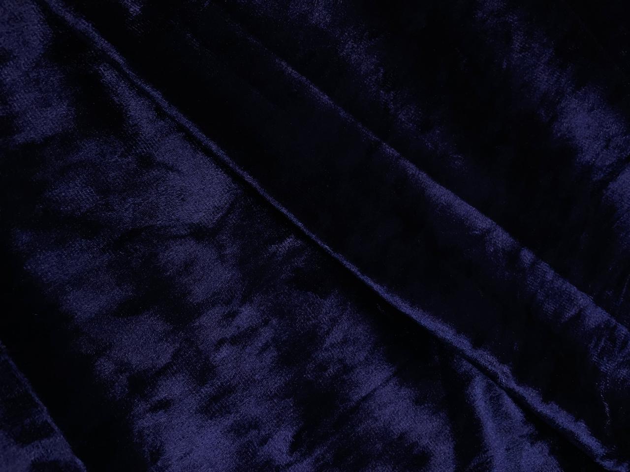 Navy Blue Imported Ice Velvet Lycra Fabric KTEX