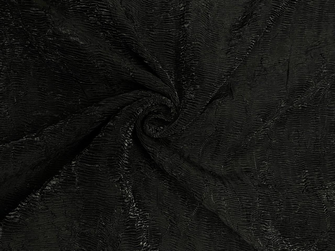 Black Plain Crush Organza Fabric KTEX