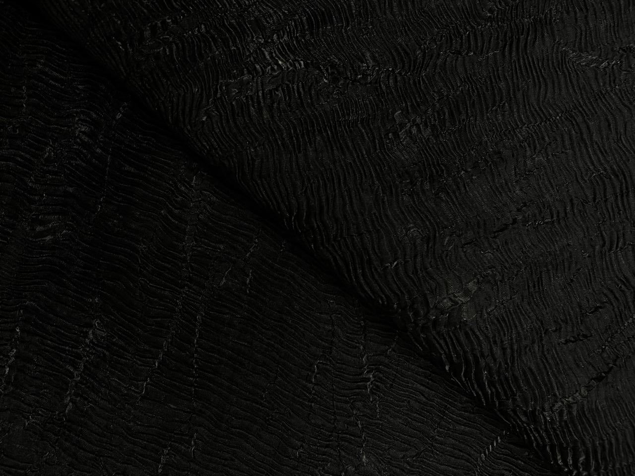 Black Plain Crush Organza Fabric Kapdashop