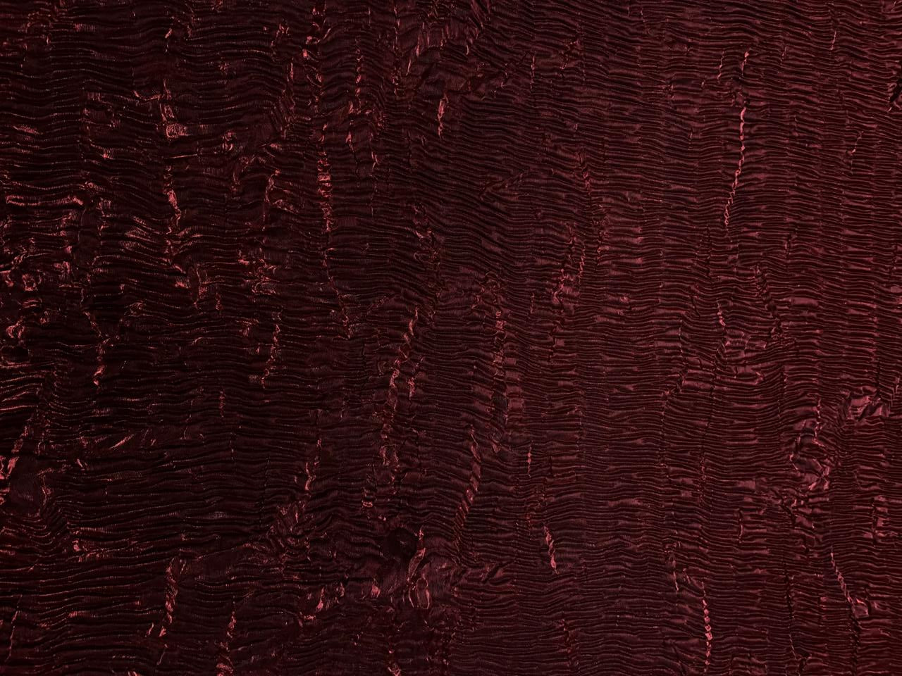 Maroon Plain Crush Organza Fabric KTEX