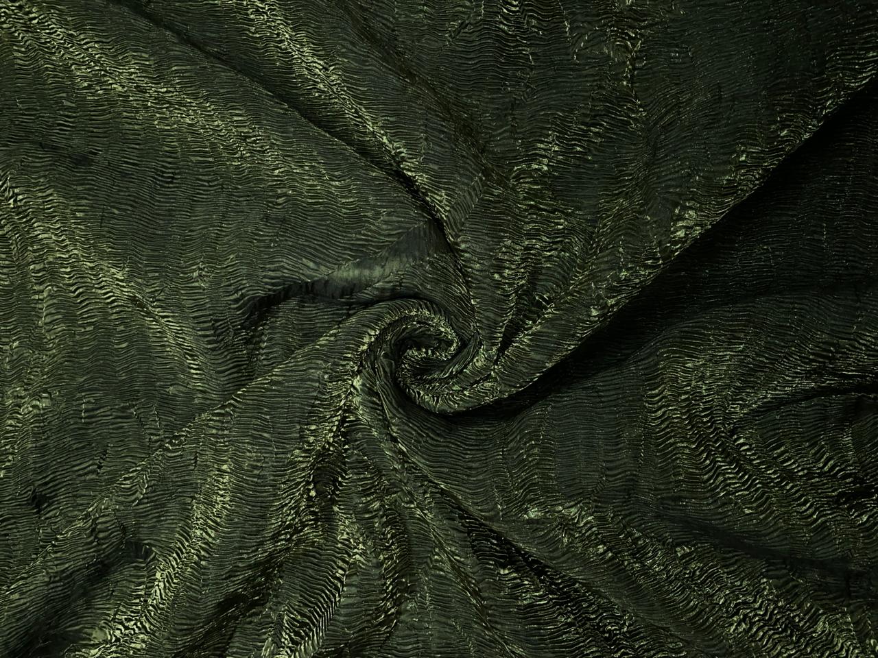 Bottle Green Plain Crush Organza Fabric KTEX