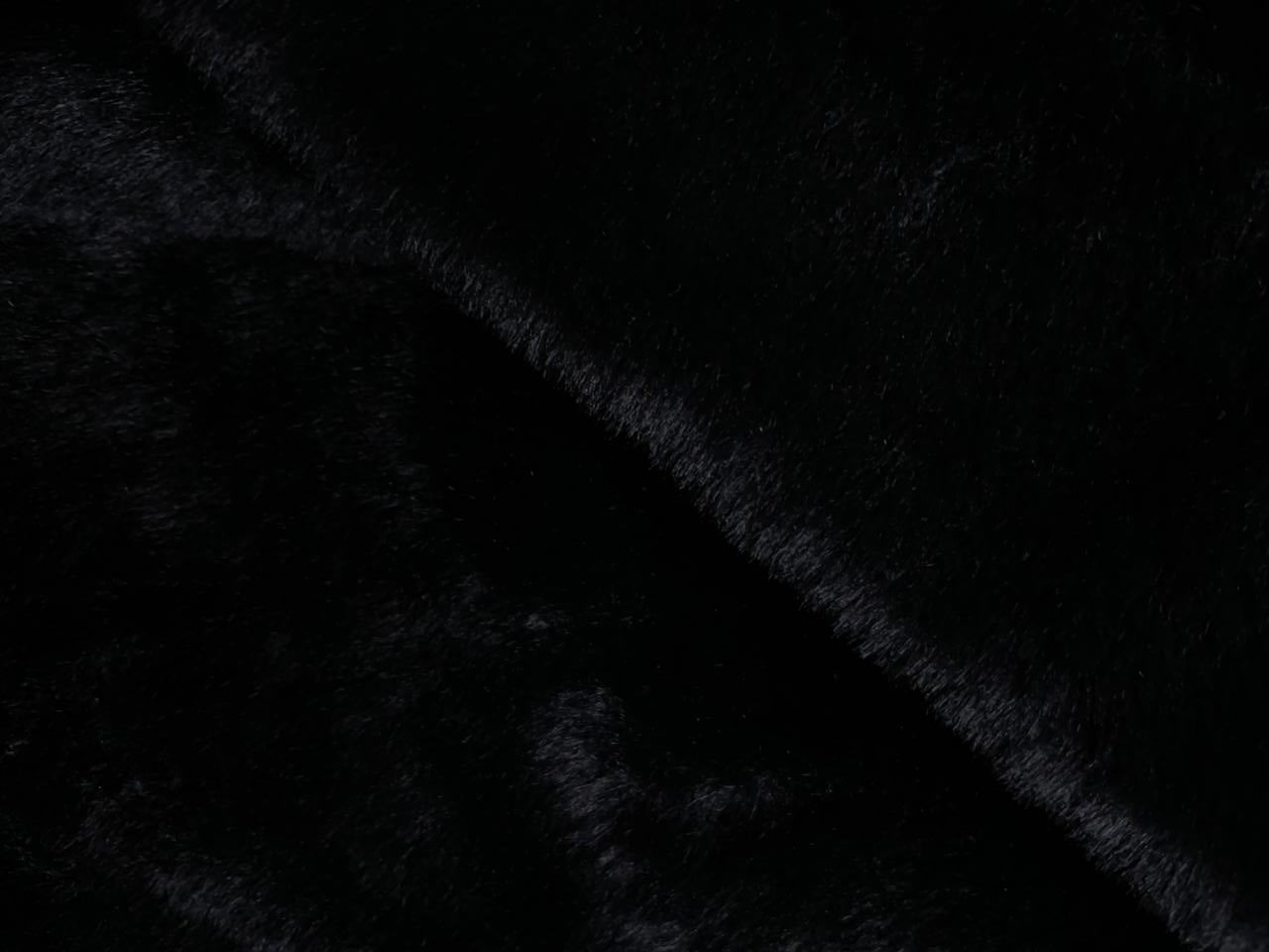 Black Plain Imported Rabbit Fur Fabric KTEX