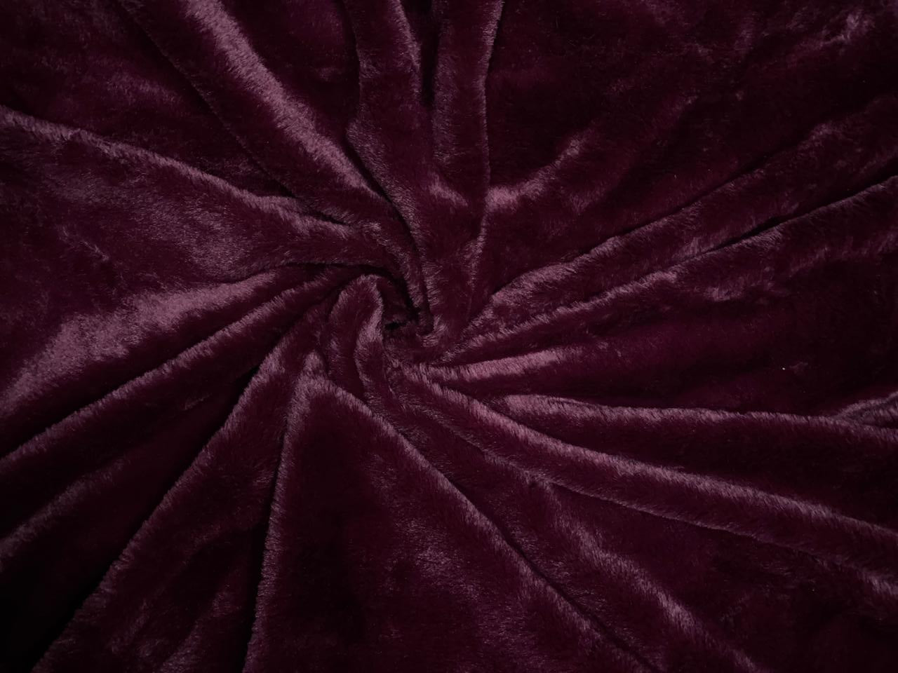 Maroon Plain Imported Rabbit Fur Fabric KTEX
