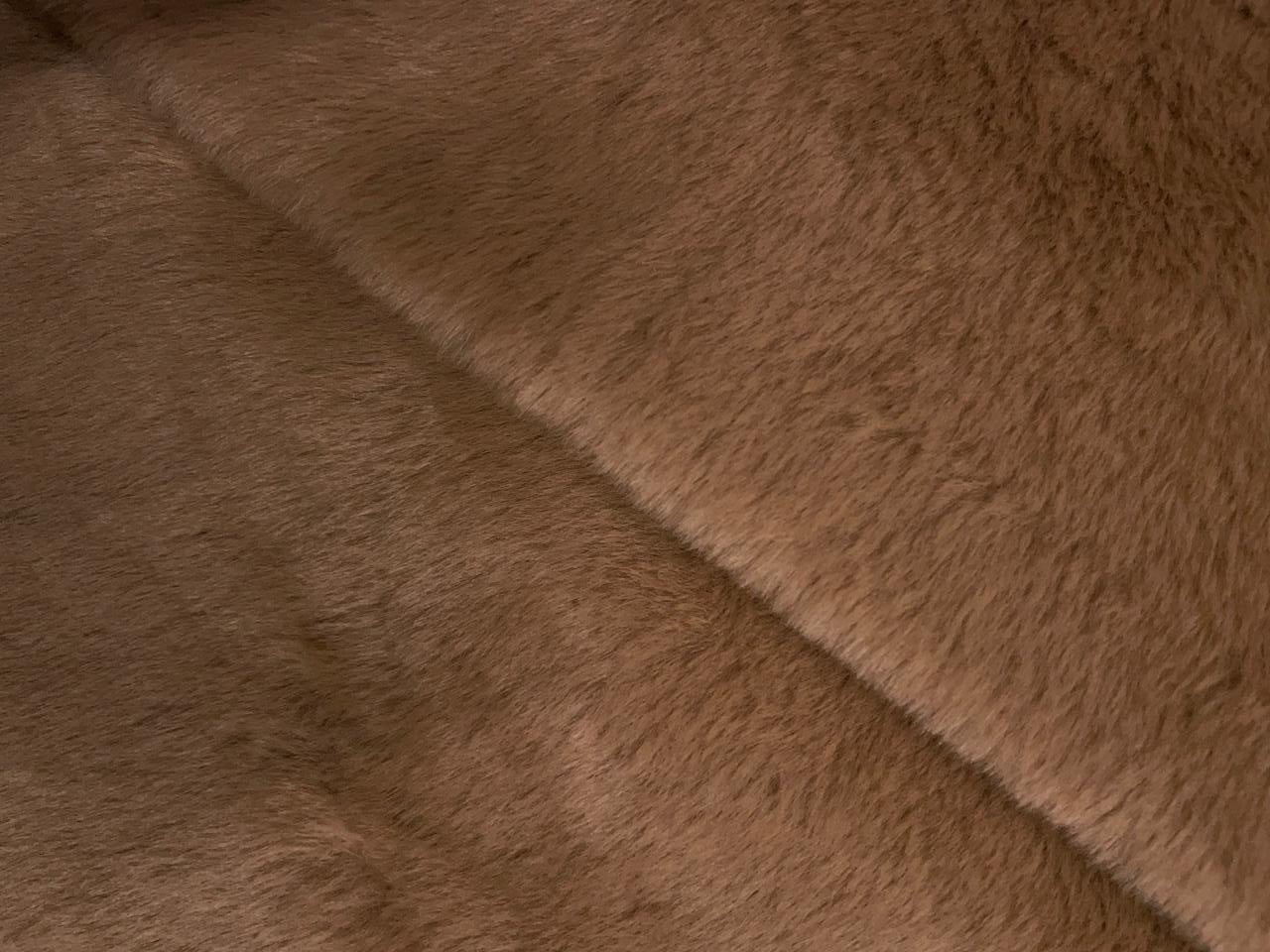 Light Brown Plain Imported Rabbit Fur Fabric KTEX