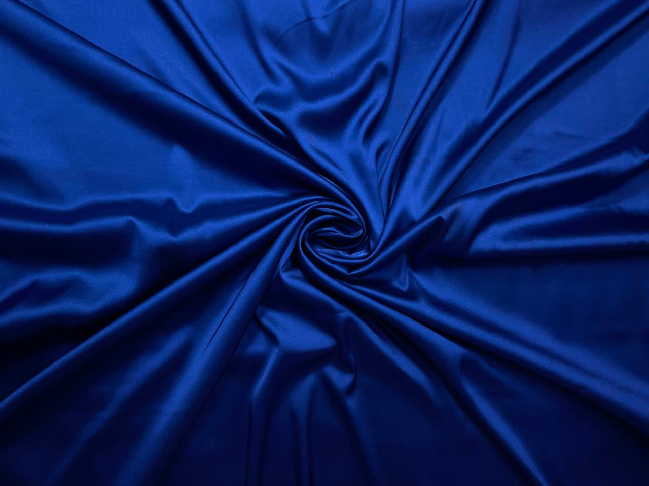 Royal Blue Plain Armani Satin Lycra N90L Fabric KTEX