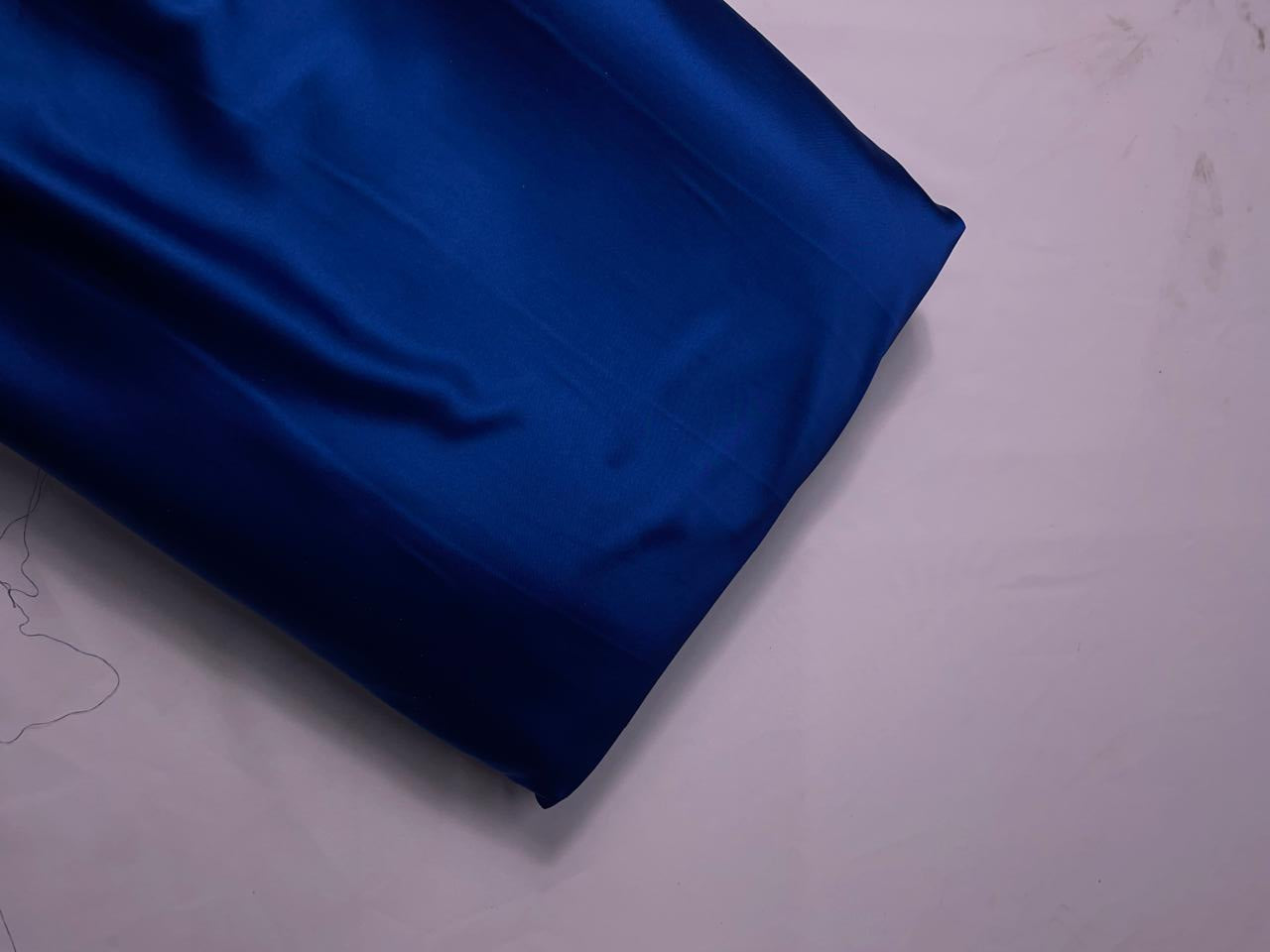 Royal Blue Plain Armani Satin Lycra N90L Fabric KTEX
