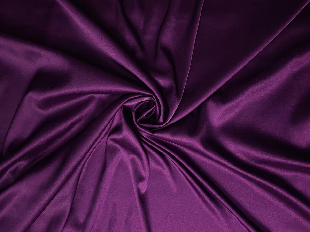 Dark Purple Plain Armani Satin Lycra Fabric KTEX