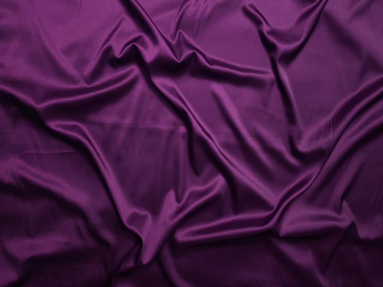 Dark Purple Plain Armani Satin Lycra Fabric KTEX