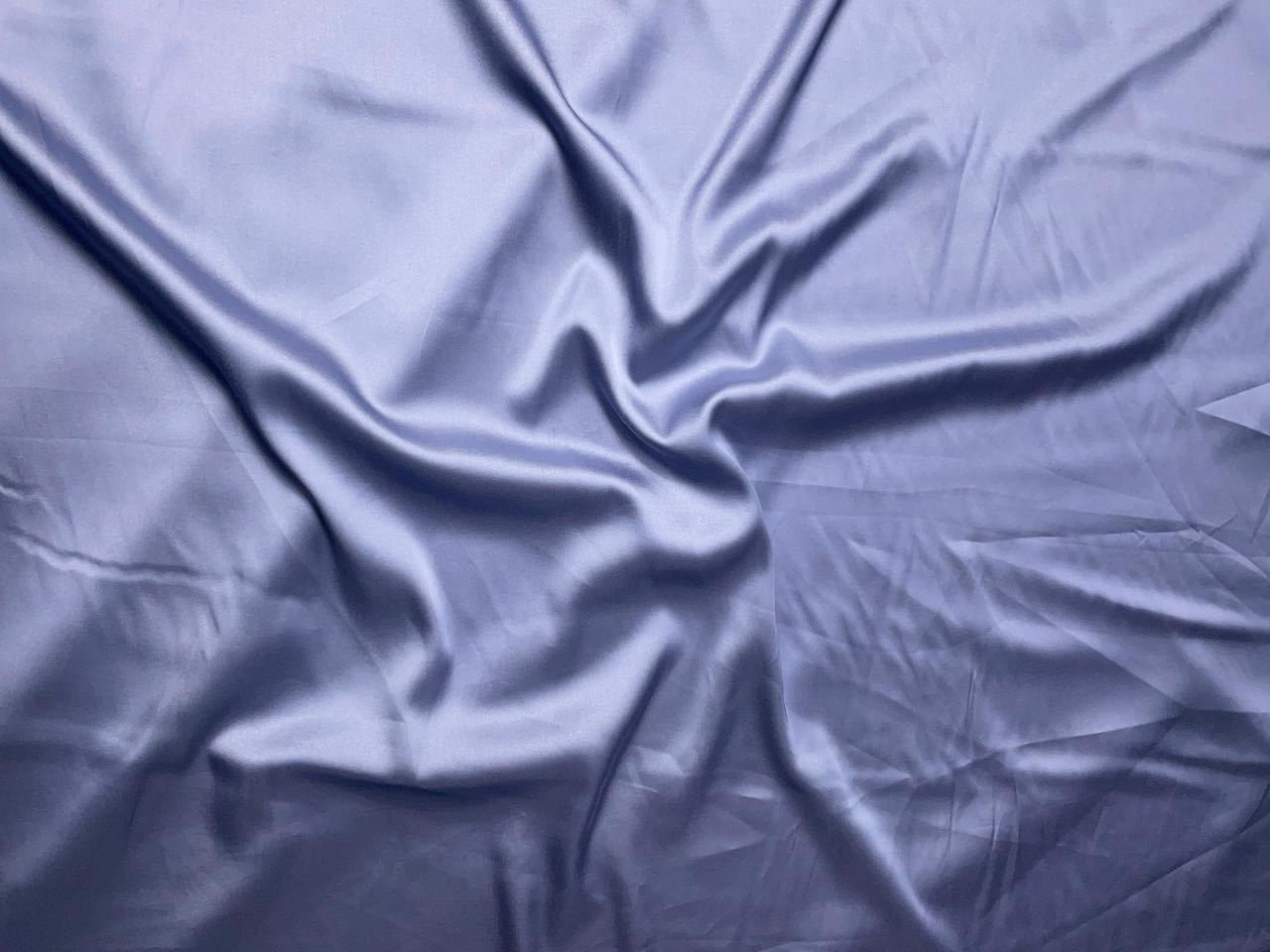 Greys Blue Plain Armani Satin Lycra Fabric KTEX