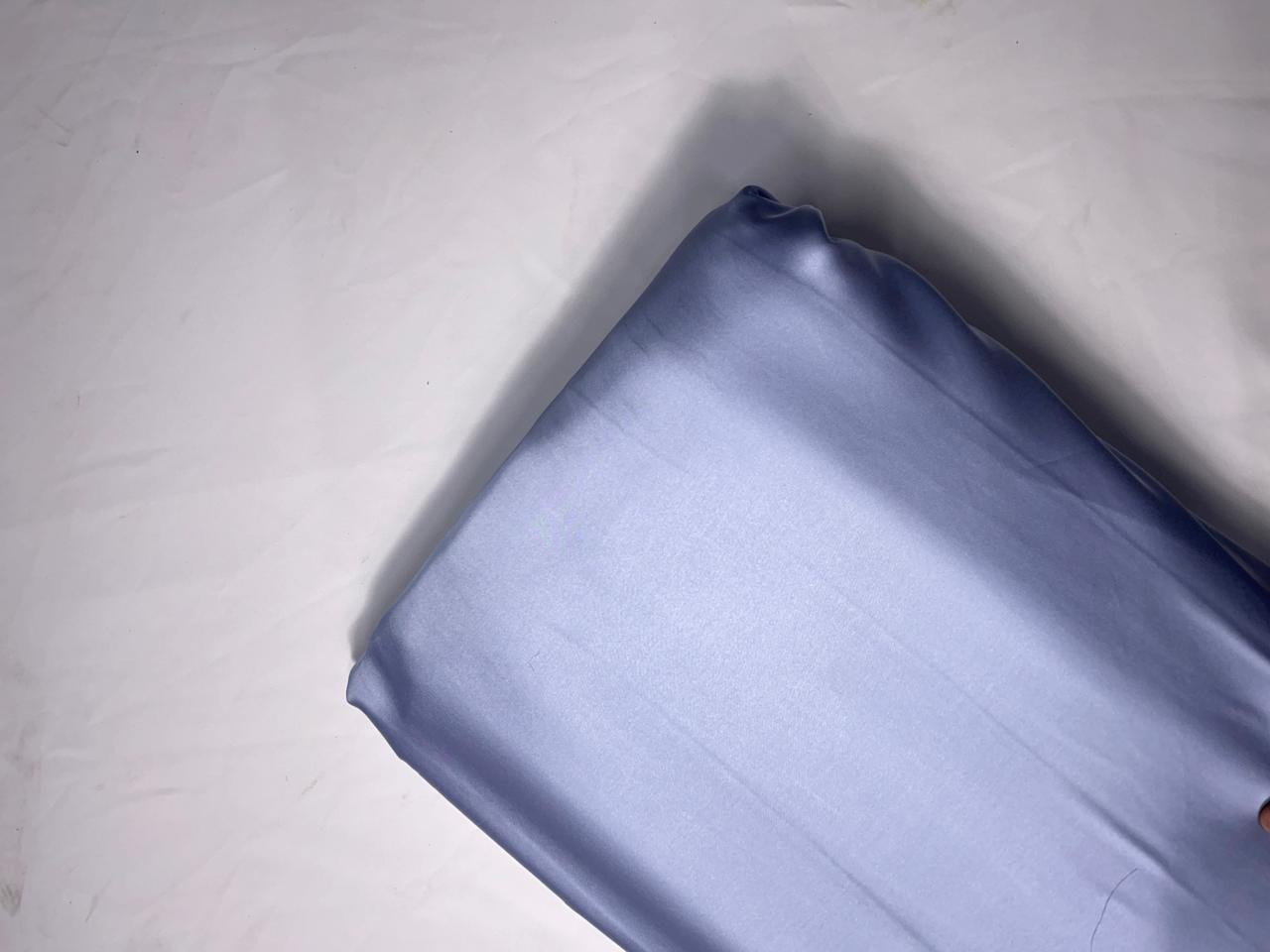 Greys Blue Plain Armani Satin Lycra Fabric KTEX